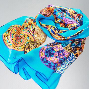 Silk scarf with digital printing, fashionable design