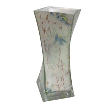 Silver Foil Glass Vase With Decal - Chinafactory.com
