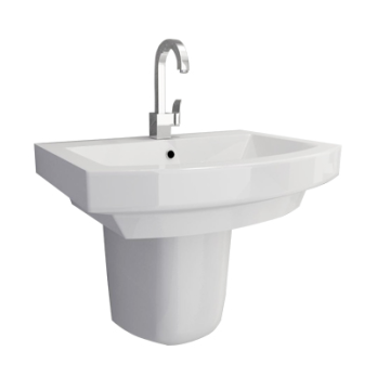 WASH BASIN WITH HALF PEDESTAL