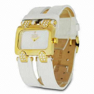 White Leather Wristwatch in Thick Strap, Customized Colors