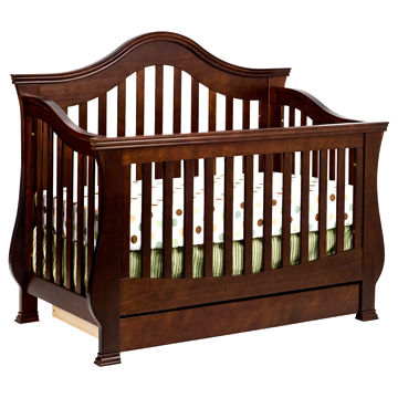 Wooden baby cribs with winged corners and curved postsNew
