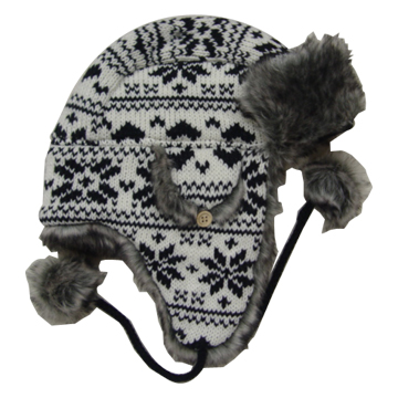 Wool Acrylic Blended Fake Fur Lining Trapper Hat