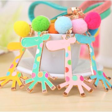 Korea style enamel animal giraffe metal fancy keychain